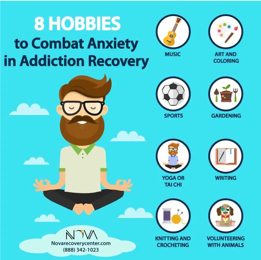 8 Great Anxiety-Relieving Hobbies for Addiction Recovery infographic