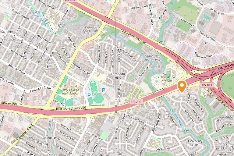 Map showing the location of Nova Recovery Center Drug and Alcohol Rehab - Austin, TX
