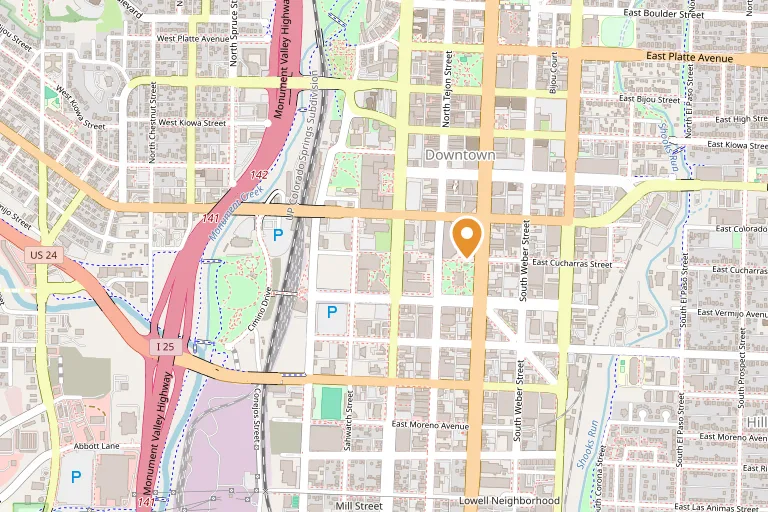 Map showing the location of Nova Recovery Center Colorado Springs