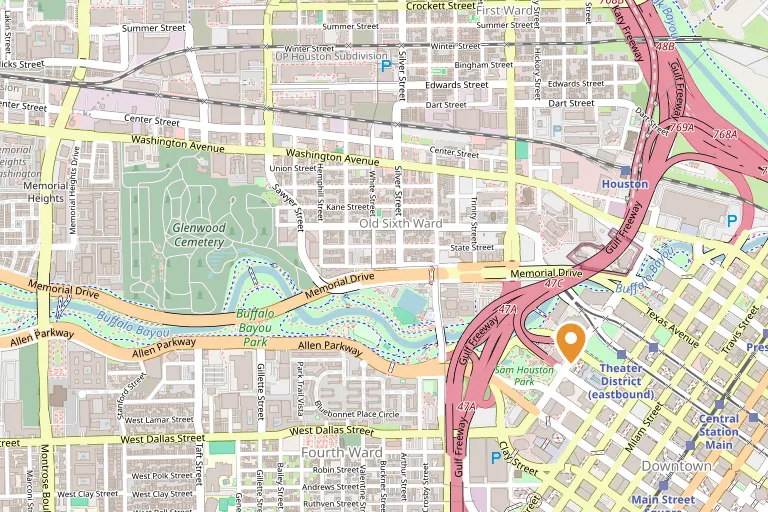 Map showing the location of Eudaimonia Recovery Homes Houston
