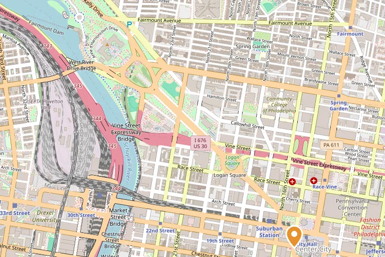 Map showing the location of Eudaimonia Recovery Homes Philadelphia