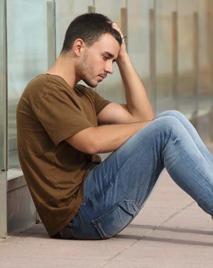 man depressed because of methamphetamine abuse