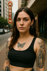 Close-up portrait of a young woman representing emotional strength during Wellbutrin withdrawal.