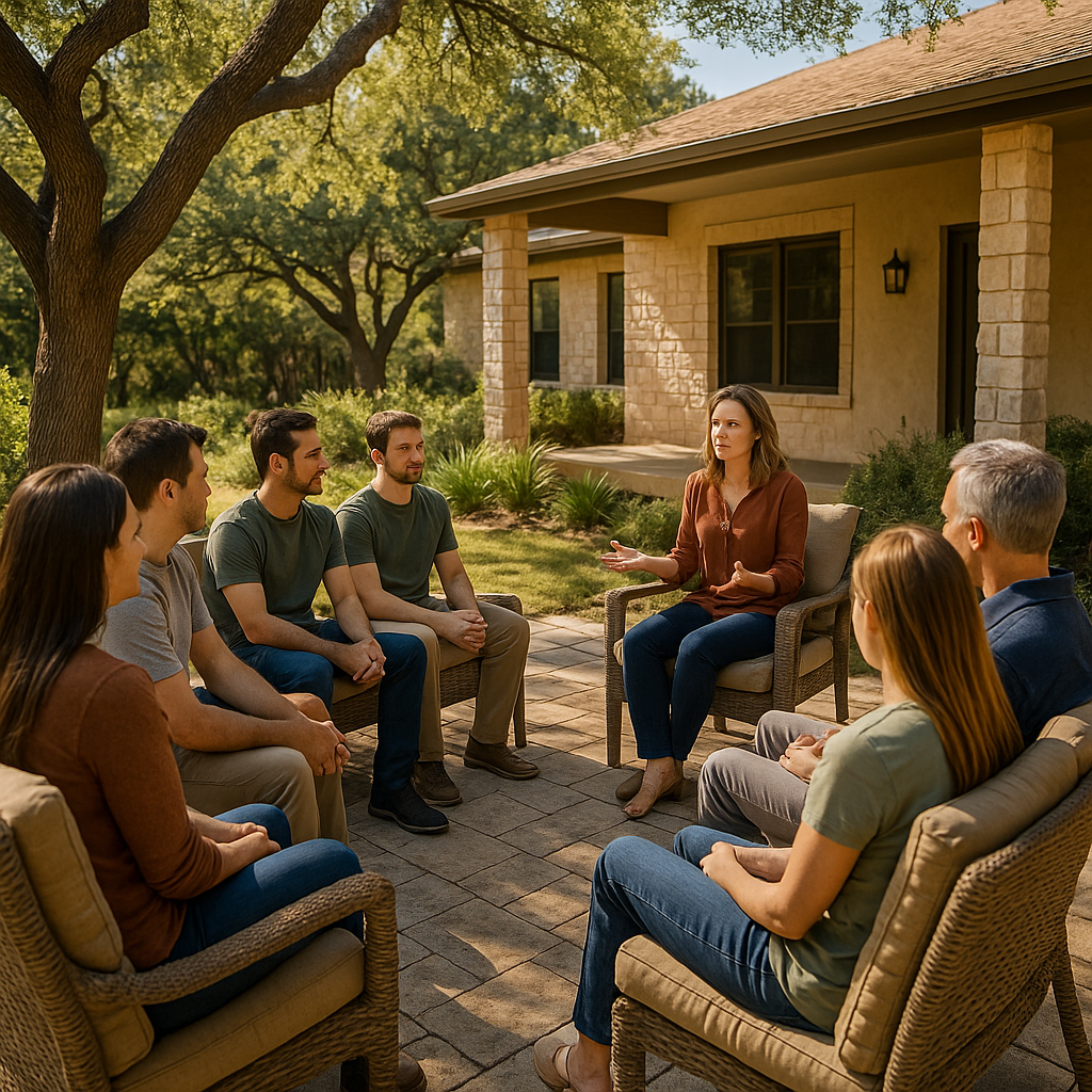 Outdoor family workshop session at a long term treatment family program at Nova Recovery Center