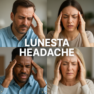 People experiencing Lunesta headache side effects and withdrawal pain due to eszopiclone dependence.