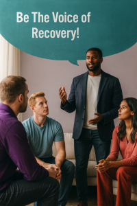 A recovery support group where one person shares their story while others listen attentively, symbolizing community in recovery, peer support in recovery, and connection in recovery during Week 3 of Recovery Month 2025.