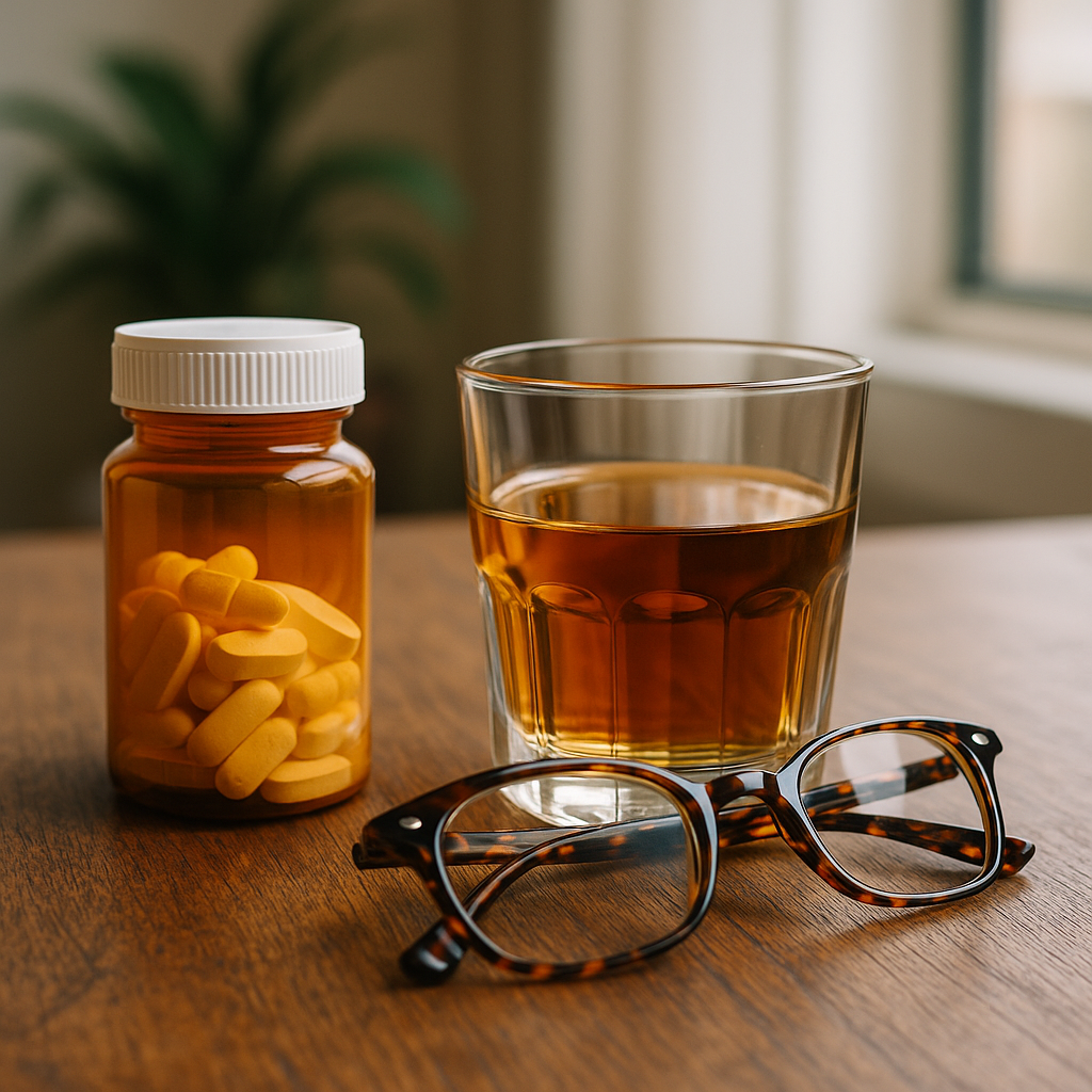 Modern Austin alcohol and drug rehab center with people walking through a peaceful outdoor campus surrounded by oak trees.
