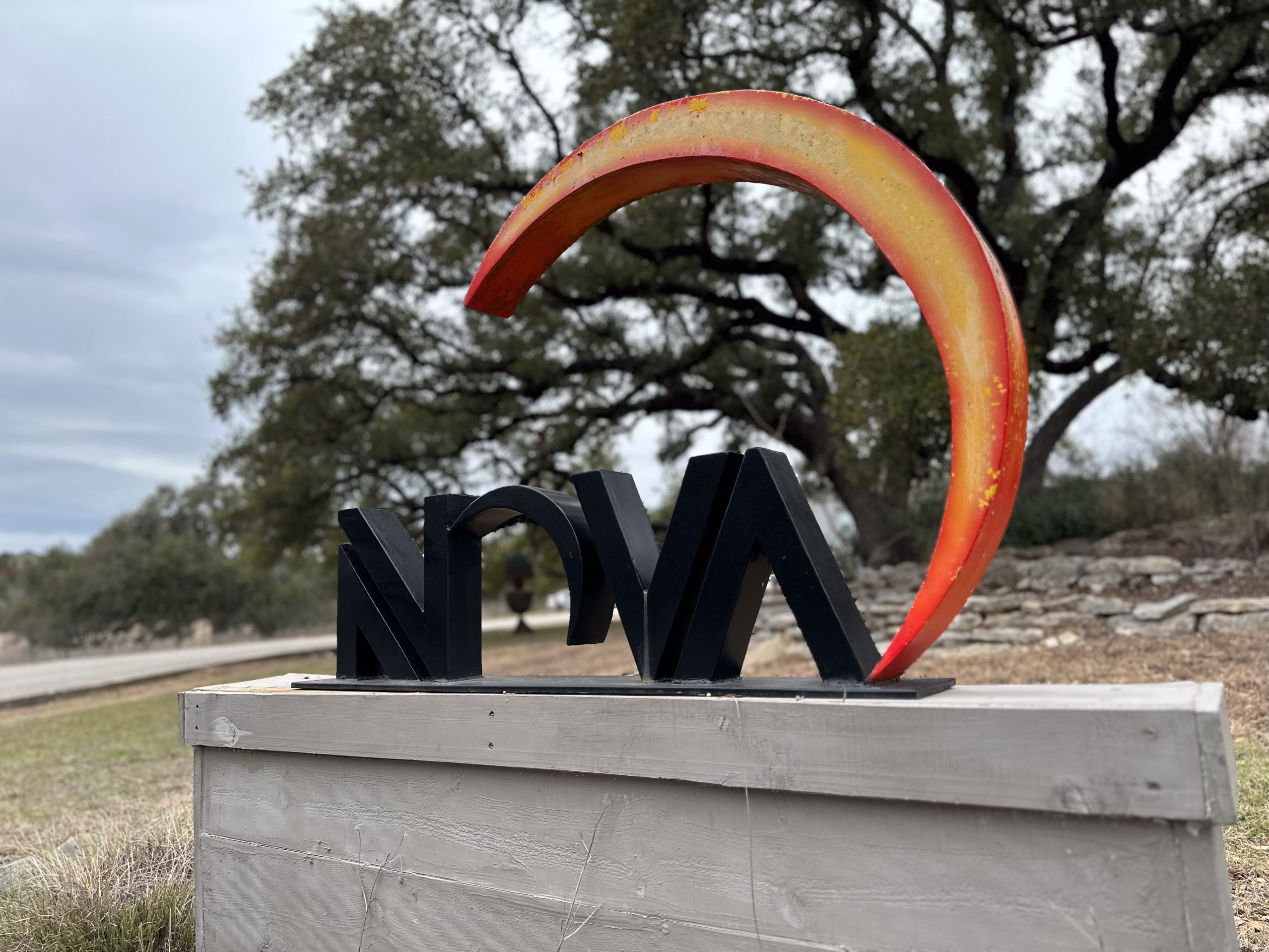 NOVA campus sign at the entrance to Nova Recovery Center in the Texas Hill Country.